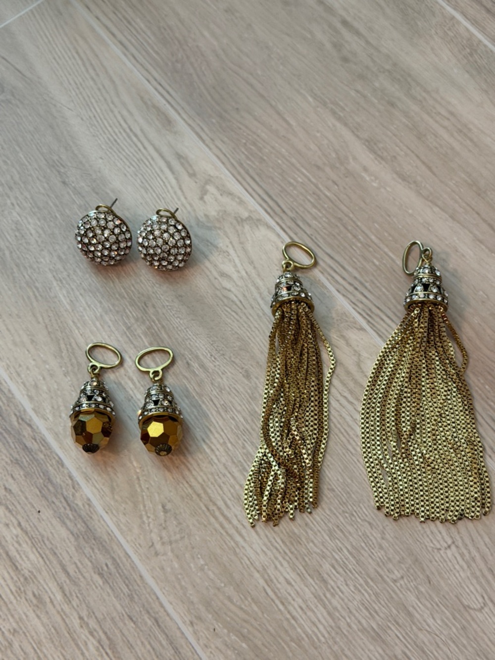 Heidi Daus Gold Tassel and Crystal Drop Earring Set - “endless possibilities”